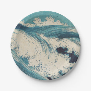 Antiquitäten Japanisch Blue Waves Ocean Print Pappteller