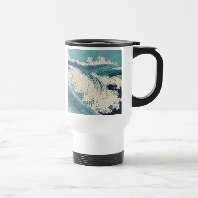 Antiquitäten Japanisch Blue Waves Ocean Print Reisebecher (Rechts)