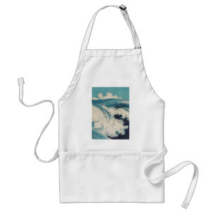 Antiquitäten Japanisch Blue Waves Ocean Print Schürze