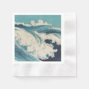 Antiquitäten Japanisch Blue Waves Ocean Print Serviette