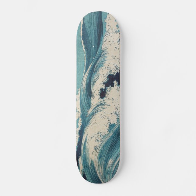 Antiquitäten Japanisch Blue Waves Ocean Print Skateboard (Vorderseite)