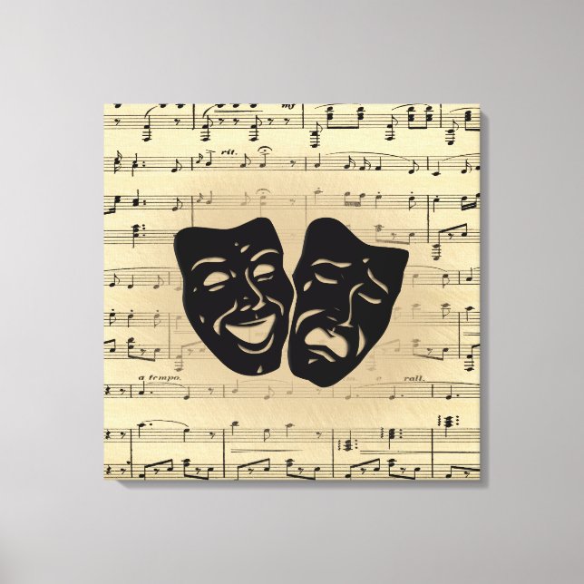 Antiquitäten Musik und Theatermasken Leinwanddruck (Vorderseite)