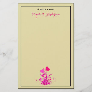 Antiquitätenbeige mit rosa dekorativen Herzen Briefpapier