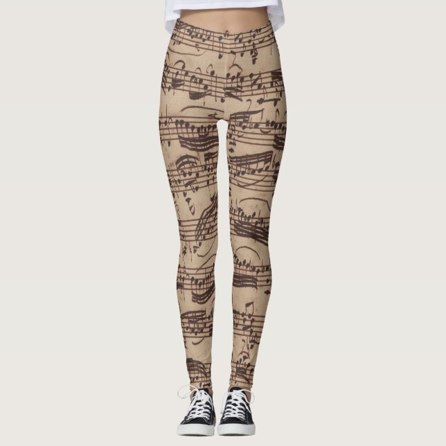 Antiquitätenblatt Musik Bach Manuskript Leggings (Vorderseite)