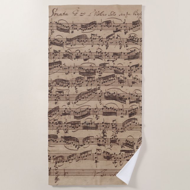 Antiquitätenblatt Musik Bach Manuskript Strandtuch (Vorderseite)