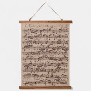 Antiquitätenblatt Musik Bach Manuskript Wandteppich Mit Holzrahmen