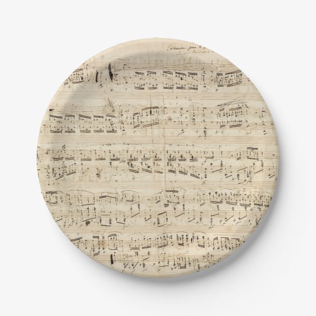 Antiquitätenblatt Musik Chopin Manuskript Pappteller (Vorderseite)