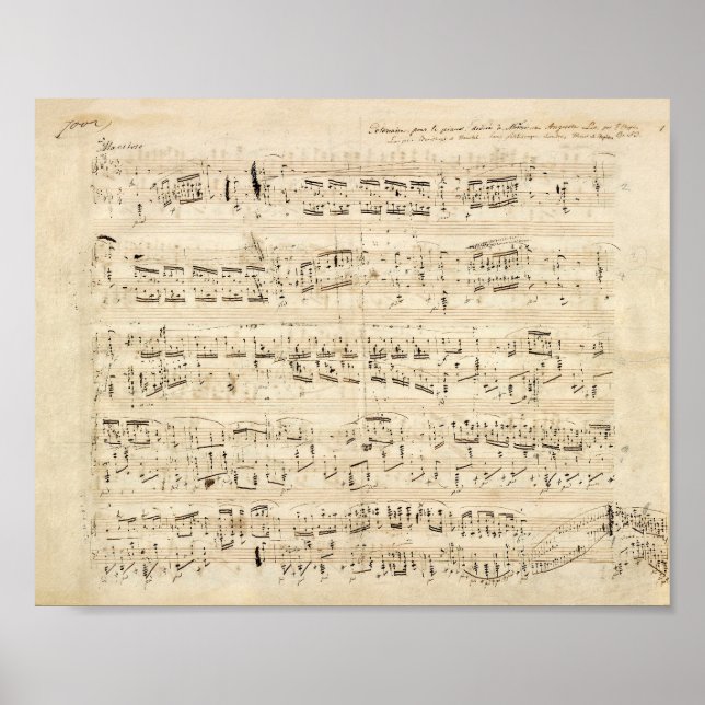 Antiquitätenblatt Musik Chopin Manuskript Poster (Vorne)
