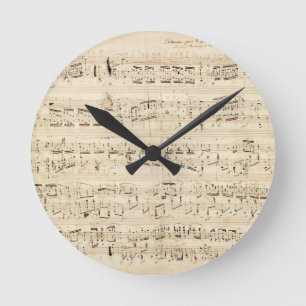 Antiquitätenblatt Musik Chopin Manuskript Runde Wanduhr