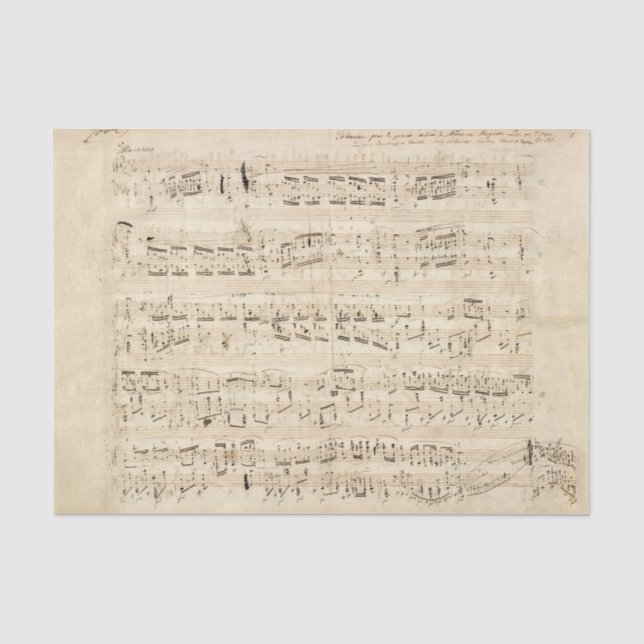 Antiquitätenblatt Musik Chopin Manuskript Seidenpapier (Vorderseite)