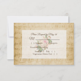 Antiquitätenblatt Musik Rosa Rose Wedding RSVP Kar Karte