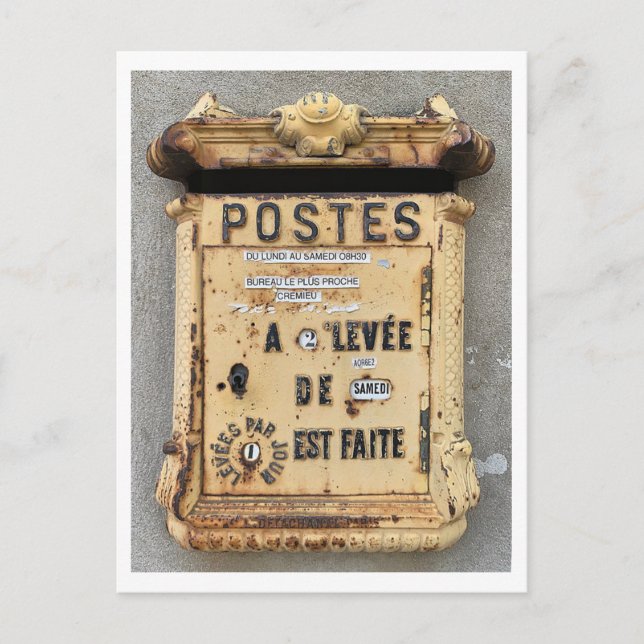 Antiquitätenbriefkasten in Frankreich Postkarte (Vorderseite)
