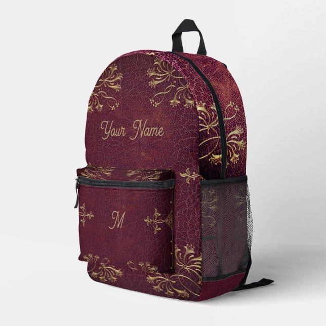 Antiquitätenbuchbindung - Lederlook Bedruckter Rucksack (Rückseitige Ecke Rechts)