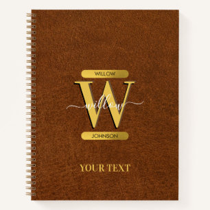 Antiquitätenbüro für Imitate Leather & Gold Monogr Notizbuch