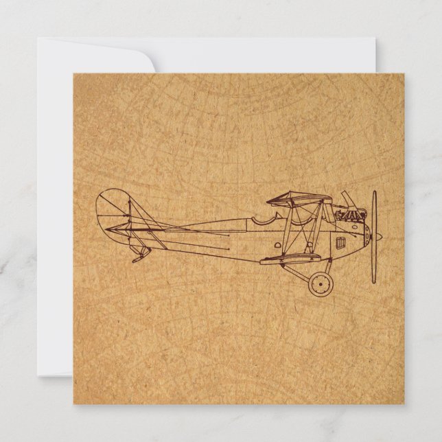 Antiquitätenflugzeug Retro Classic Aviation Map St Einladung (Vorderseite)
