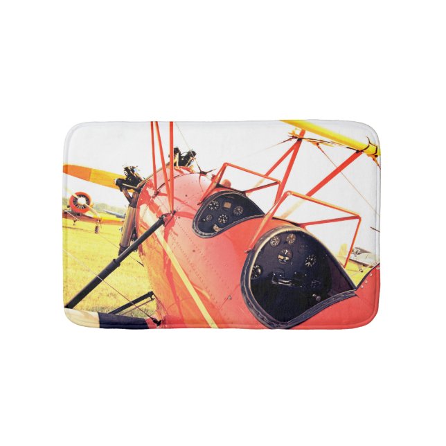 Antiquitätenflugzeug-Rotes Flugzeug Badematte (Vorderseite)