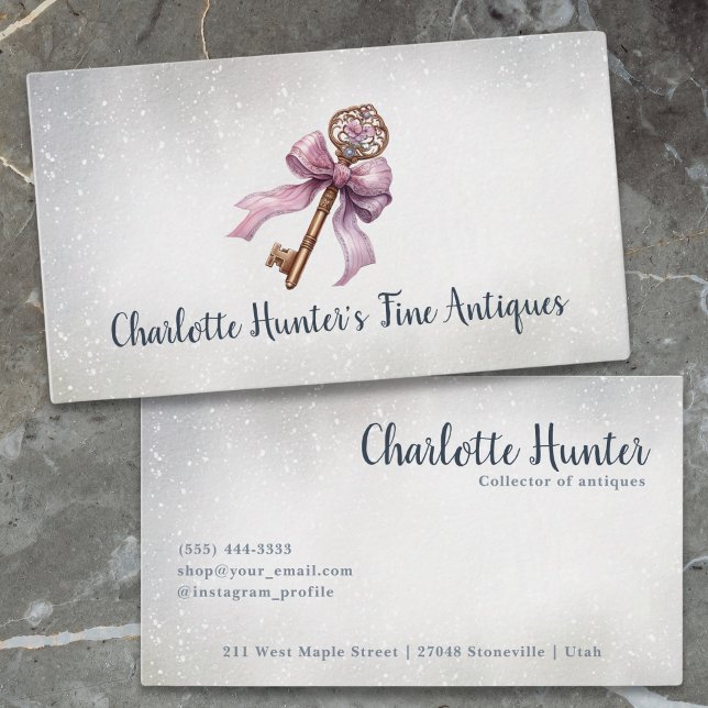 Antiquitätengeschäft, eleganter Vintager Messingsc Visitenkarte (Von Creator hochgeladen)