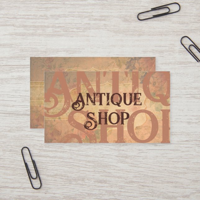 Antiquitätengeschäft Schätze Vintage Rose Visitenkarte (Vorderseite/Rückseite Beispiel)