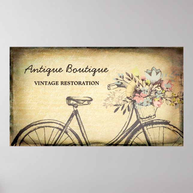 Antiquitätengeschäft Vintage Restaurierung Blumenr Poster (Vorne)