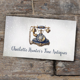 Antiquitätengeschäft, Vintages altes Telefon, Gold Visitenkarte