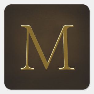 Antiquitätengoldverkleidetes Monogramm-Personalisi Quadratischer Aufkleber