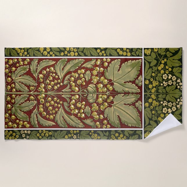 Antiquitätenhandtuch aus Leaf Pattern Strandtuch (Vorderseite)