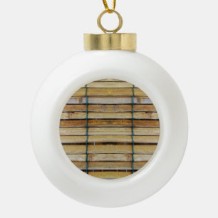Antiquitätenholz Holzlatten Keramik Kugel-Ornament