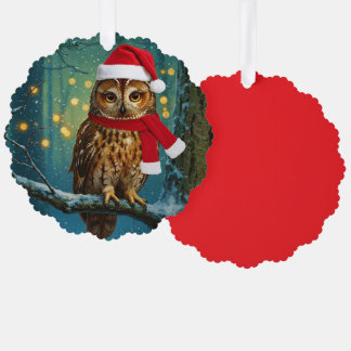 Antiquitätenholz Owl Weihnachtsschmuck Ornament Karte