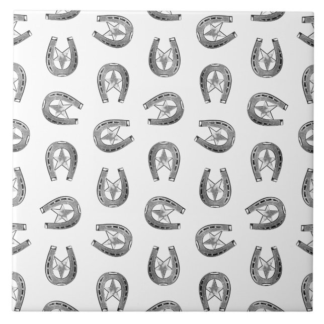 Antiquitätenhorseshoe mit Stern-CUSTOM-FARBE Fliese (Vorderseite)