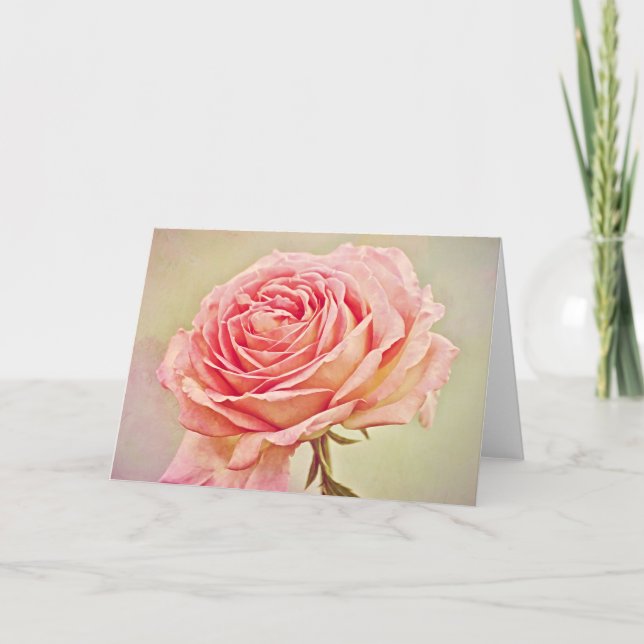 Antiquitätenkarte Rosa Rose Karte (Vorderseite)