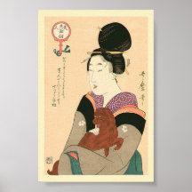 Antiquitätenmalerei von Geisha und Hund