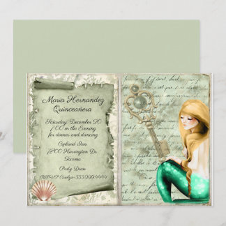 Antiquitätenpapier Mermaid Quinceañera Einladung
