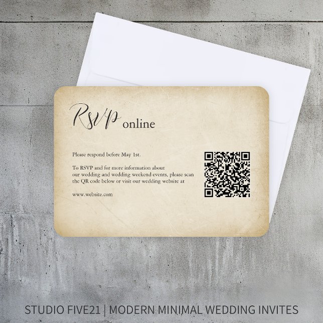 Antiquitätenpapier ・ Moderne Hochzeit RSVP Karte (Von Creator hochgeladen)