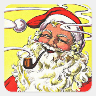 Antiquitätenpfeife rauchen heiße Weihnachtsfeierta Quadratischer Aufkleber