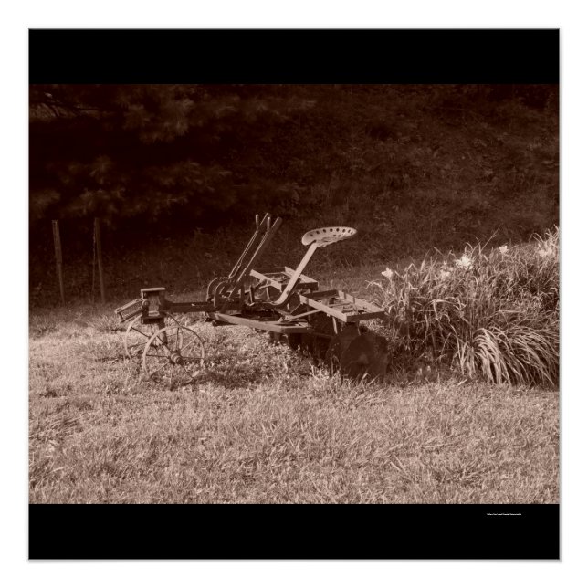 Antiquitätenpflug in Sepia Poster (Vorderseite)