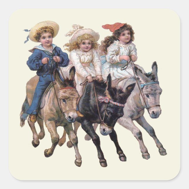 Antiquitätenpony Kunst Quadratischer Aufkleber (Vorderseite)