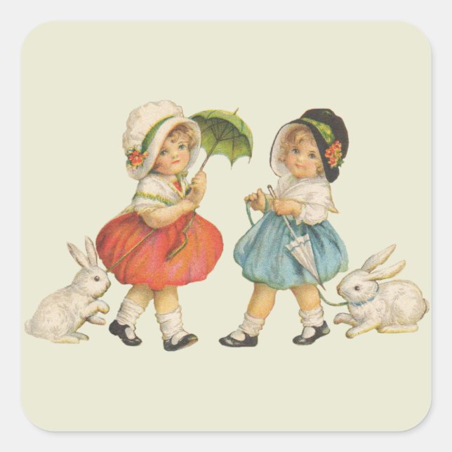 Antiquitätenrabatt Osterkunst Quadratischer Aufkleber (Vorderseite)