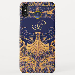 Antiquitätenschiff, Delphine, Gold, Navy Blue Mono Case-Mate iPhone Hülle