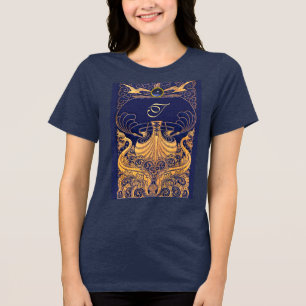 Antiquitätenschiff, Delphine, Gold, Navy Blue Mono Tri-Blend Shirt