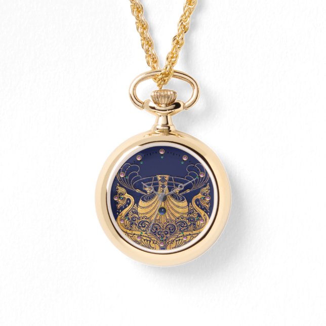 Antiquitätenschiff, Delphine, Gold, Navy Blue Naut Armbanduhr (Vorderseite)
