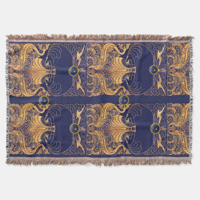 Antiquitätenschiff, Delphine, Gold, Navy Blue Naut Decke (Vorderseite)