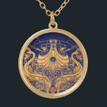 Antiquitätenschiff, Delphine, Gold, Navy Blue Naut Vergoldete Kette<br><div class="desc">Elegantes und Vintages nautisches Design mit einem hellen 3D-Edelstein,  leicht anpassbar mit eigenen Initialen und Text,  3D-Grafik und digitaler Grafik von Bulgan Lumini .</div>