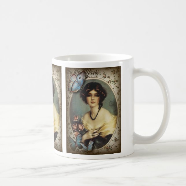 Antiquitätenschmetterling-Parisierin viktorianisch Kaffeetasse (Rechts)