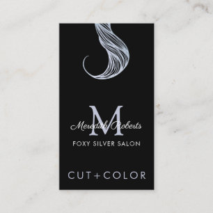Antiquitätensilber Schwarz Monogramm Haarfarbe Sty Visitenkarte