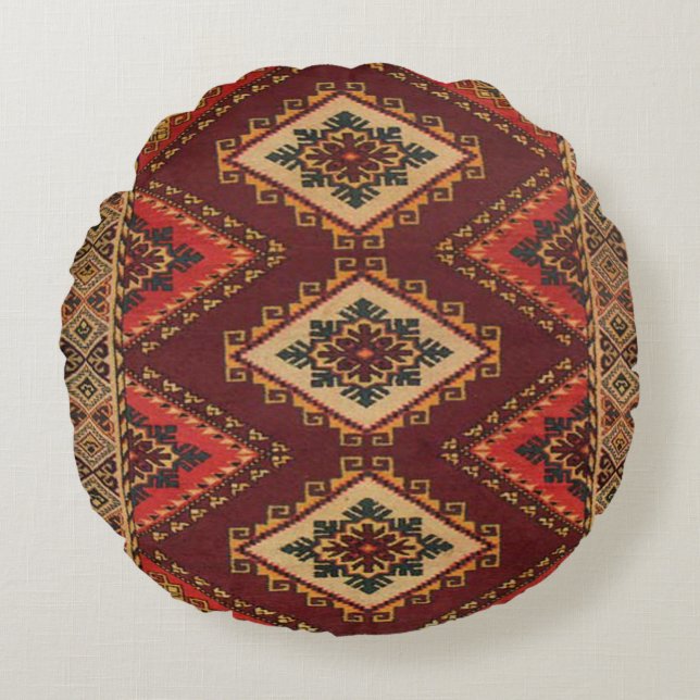 Antiquitätenteppich Rug Rundes Kissen (Vorderseite)