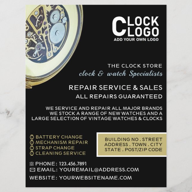 Antiquitätenuhr, Horologin-Werbung Flyer (Vorne)