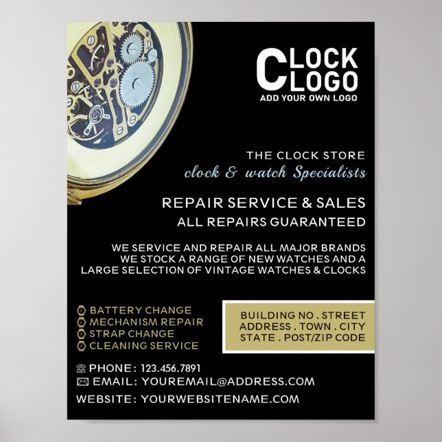 Antiquitätenuhr, Horologin-Werbung Poster (Vorne)