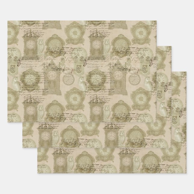 Antiquitätenuhren und -uhren geschenkpapier set (Set)