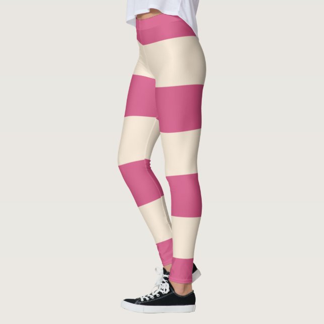 Antiquitätenweiß und mystisch-rosa Streifen Leggings (Links)