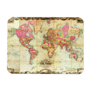 Antiquitätenweltkarte Vintag Kartographie Magnet